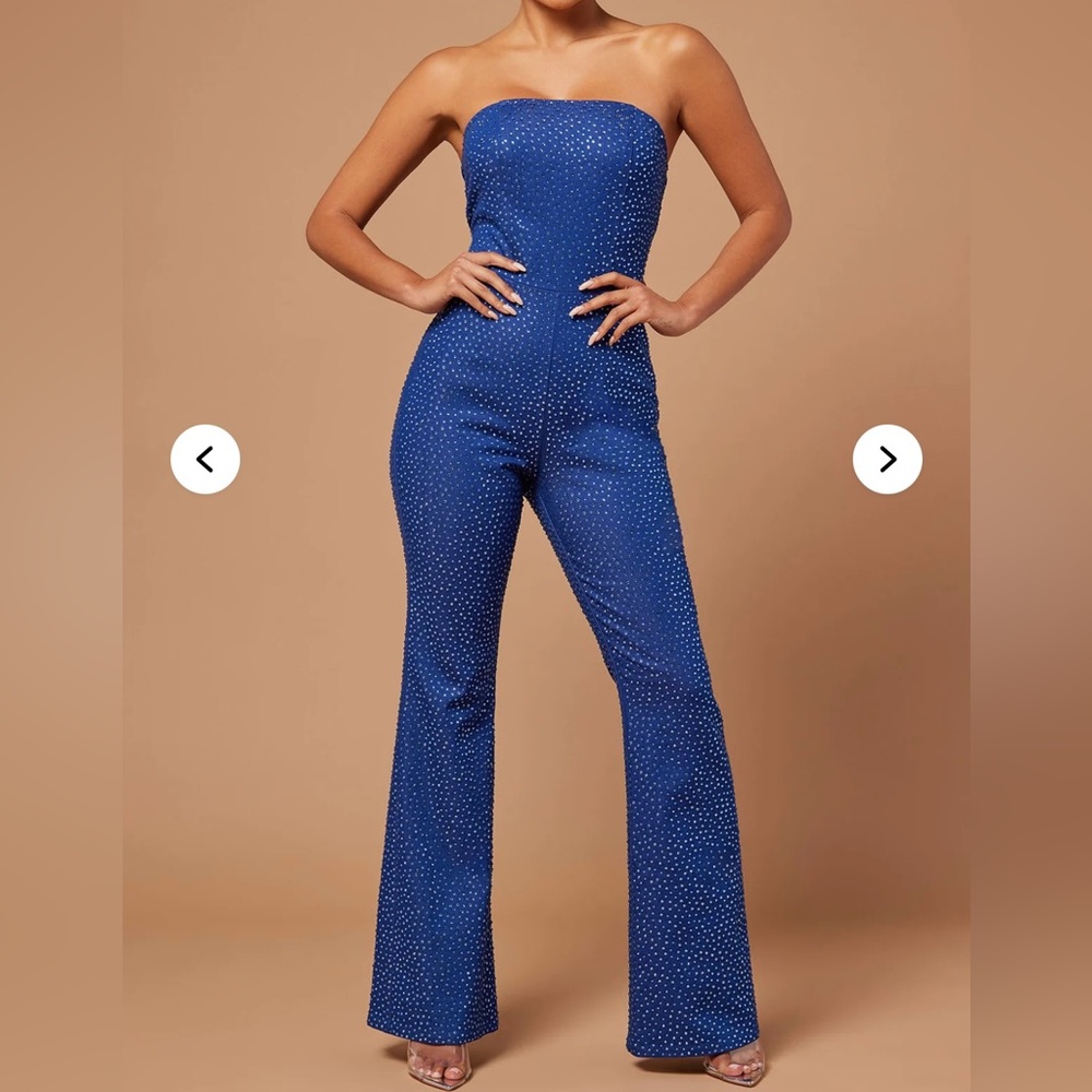 denim embellished jumpsuit